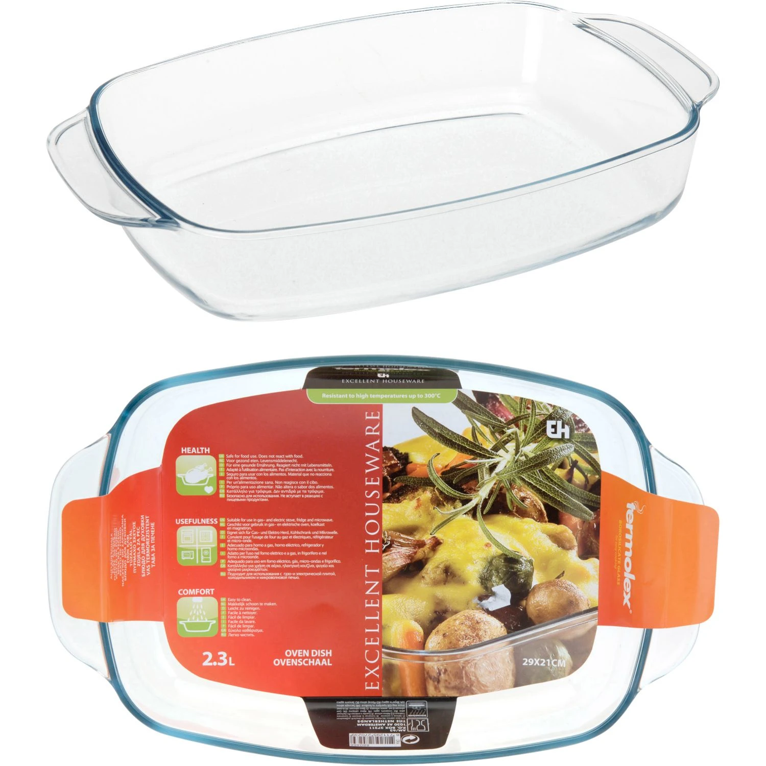 Excellent Houseware Termolex Ovenschaal 2,3 L Glas 5 Excellent Houseware Termolex Ovenschaal 2,3 L Glas - Afbeelding 3