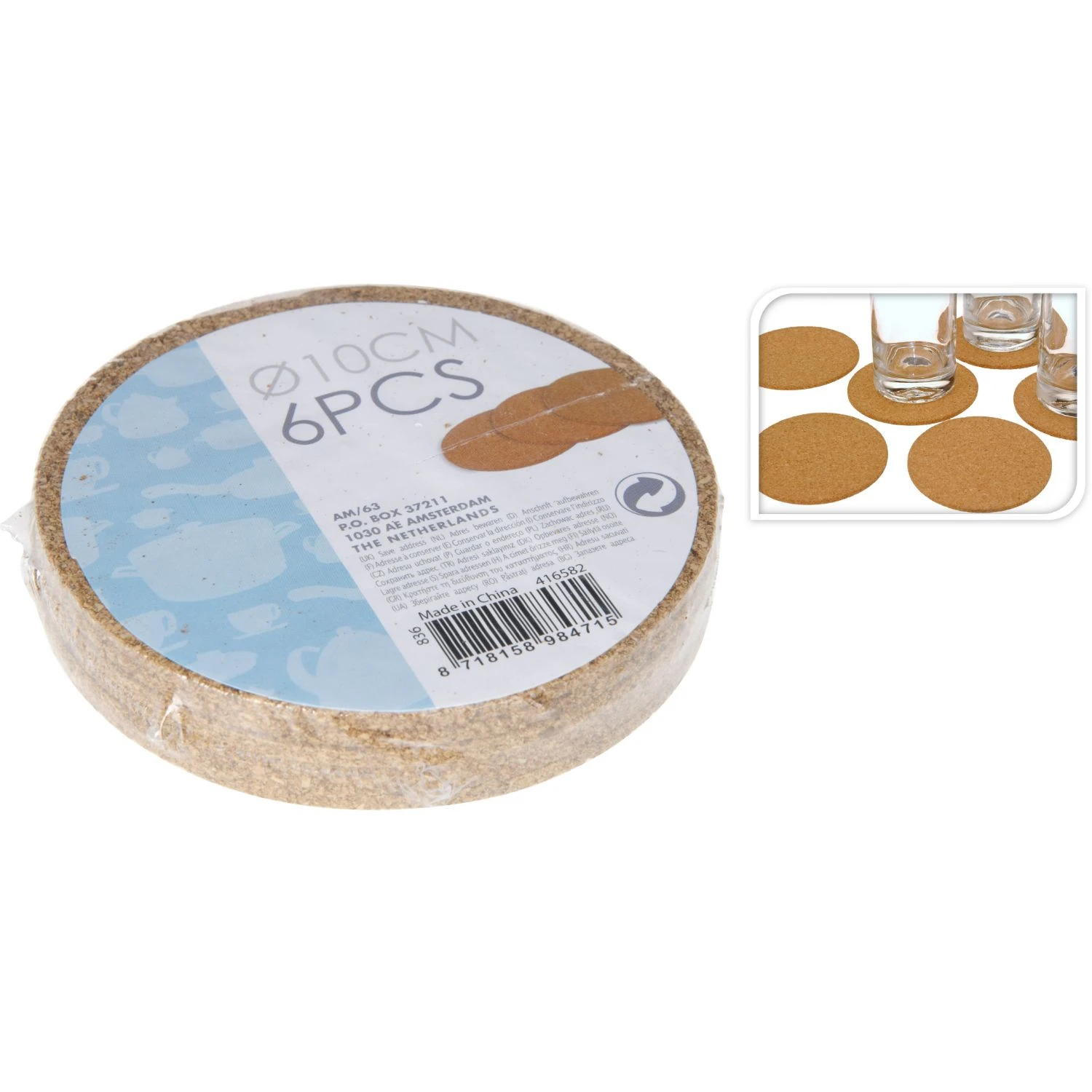 Excellent Houseware Glasonderzetter Kurk 6 Stuks Ø10 X 3 Mm 6 Excellent Houseware Glasonderzetter Kurk 6 Stuks Ø10 X 3 Mm - Afbeelding 4
