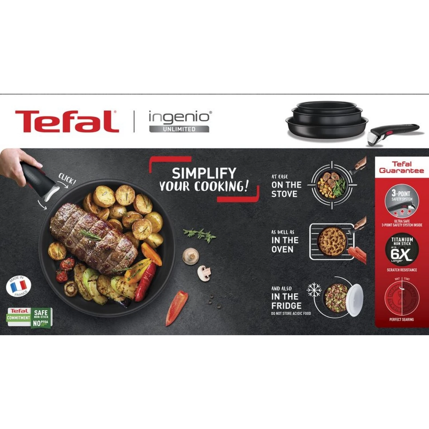 Tefal Set 3-delig (koekenpan 24/28 + Handgreep) 4 Tefal Set 3-delig (koekenpan 24/28 + Handgreep) - Afbeelding 2