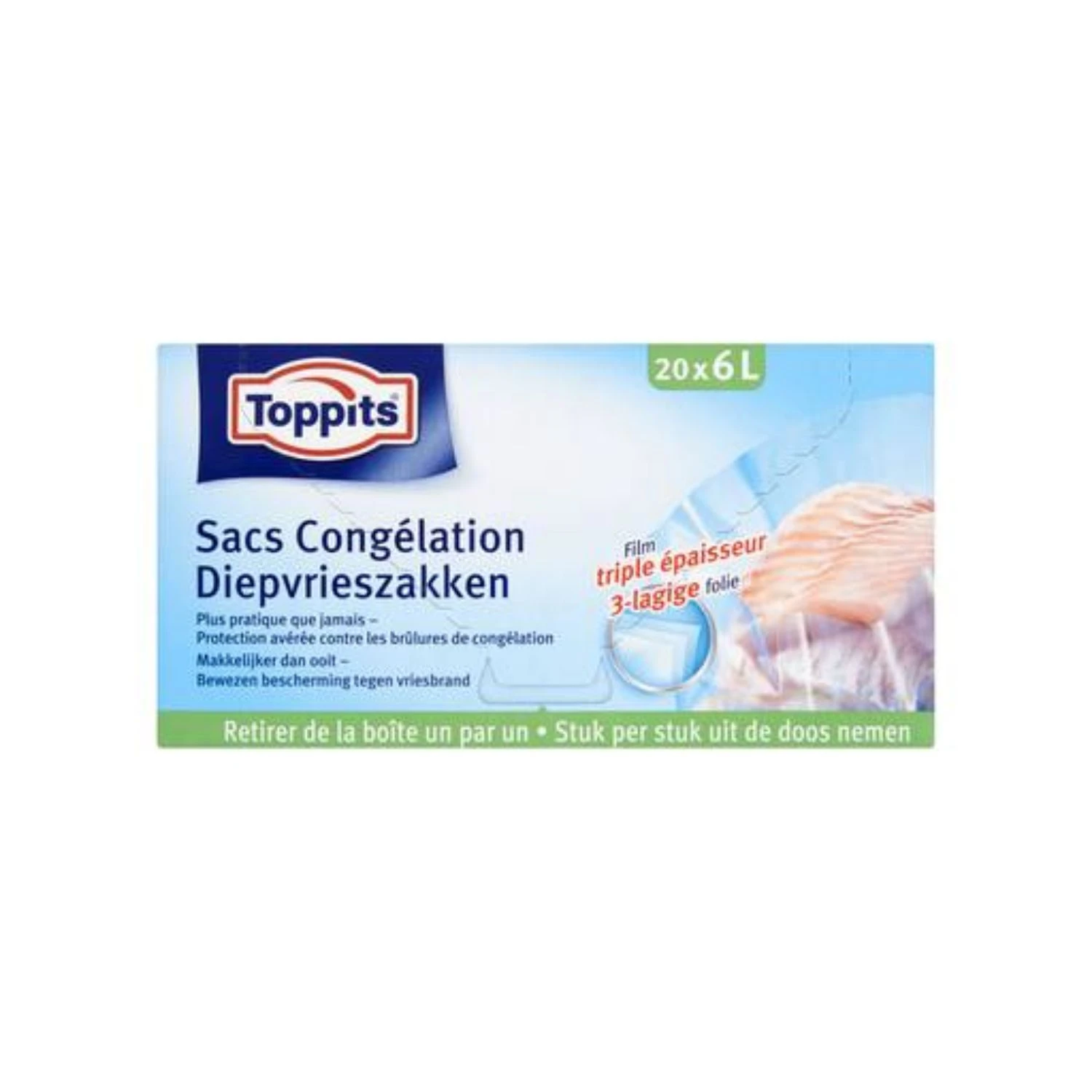 Toppits Diepvrieszakjes 6 Liter 20 Stuks 3 Toppits Diepvrieszakjes 6 Liter 20 Stuks