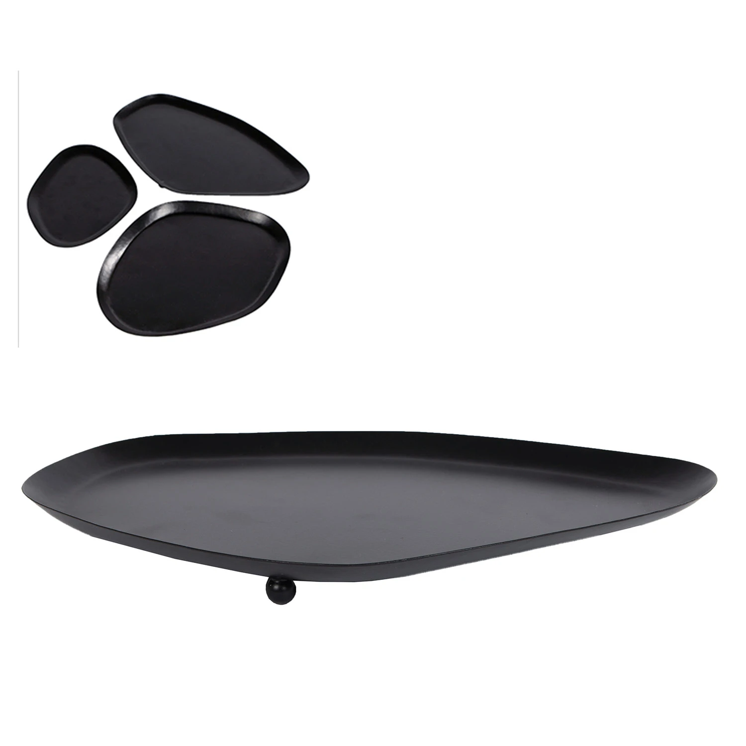 Onderbord Flow L Zwart Metaal 34x21x2cm 3 Onderbord Flow L Zwart Metaal 34x21x2cm