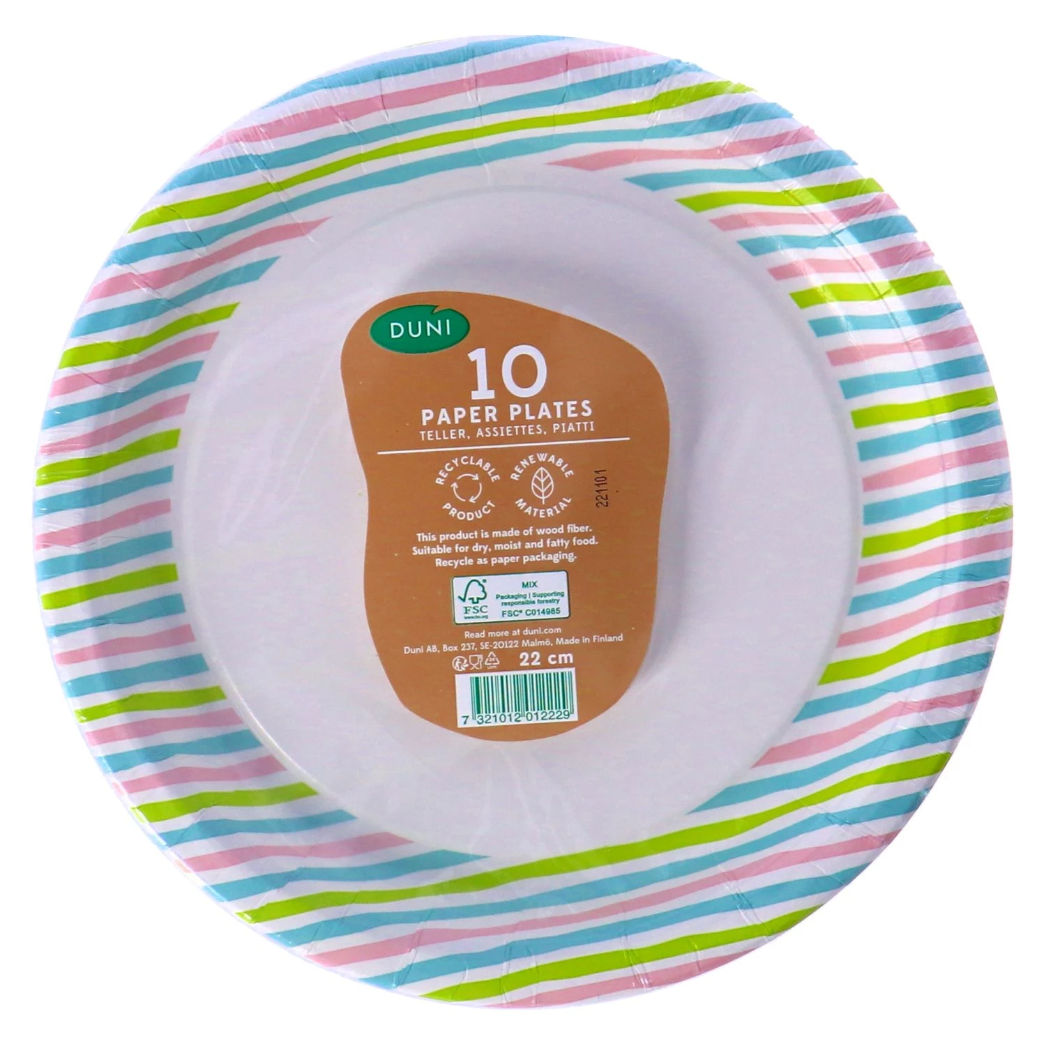 Borden Stripes Multi 22 Cm 10 Stuks 4 Borden Stripes Multi 22 Cm 10 Stuks - Afbeelding 2